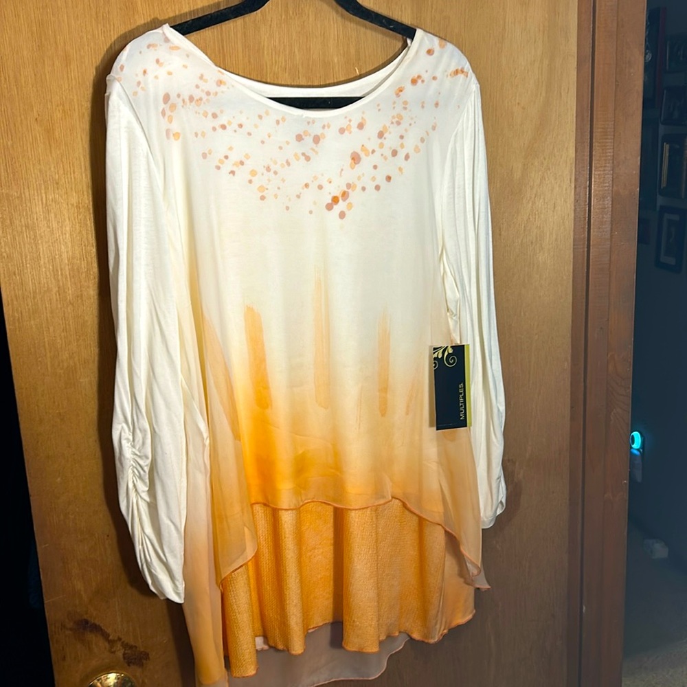 Multiples brand peach and white blouse. New with tags - Picture 3 of 15